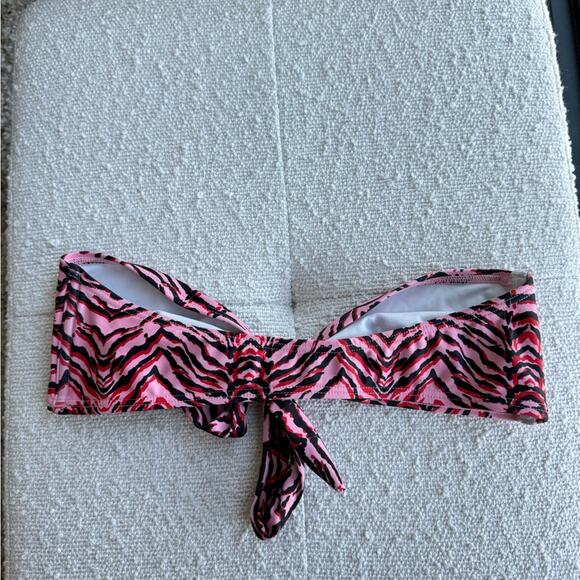 ASOS Lux Palm Pink Zebra Print Tie Front Bikini Top Size 8 - Picture 3 of 5